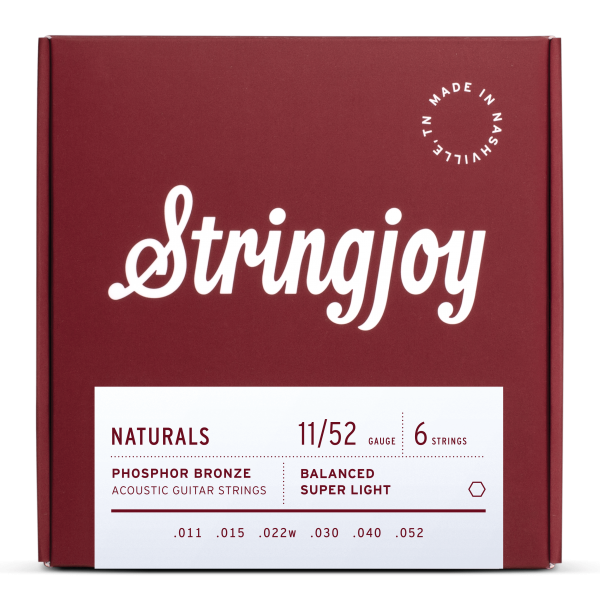 Stringjoy Naturals | Super Light Gauge (11-52) Phosphor Bronze Acoustic Guitar Strings | Jack's On Queen