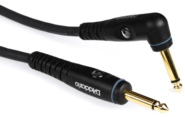 D'Addario PW-GRA-20 Custom Series Straight to Right Angle Instrument Cable - 20 foot | Jack's On Queen