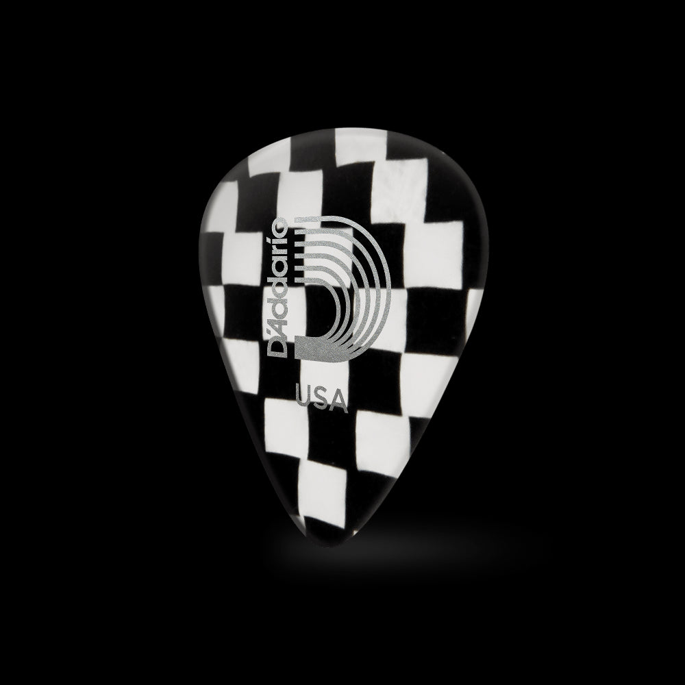 D'Addario CELLULOID PICK, CHECKERBOARD Light Gauge (.50mm), 10-Pack (1CCB2-10) | Jack's On Queen