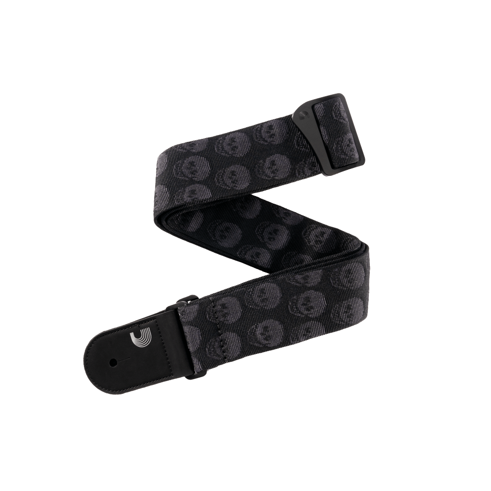 D'Addario 50TB00 50MM GTR STRAP, SKULLS BLACK TUB | Jack's On Queen