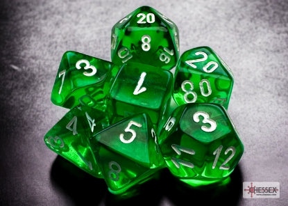 Chessex 7-DIE SET Mini Translucent Green CHX20375 | Jack's On Queen