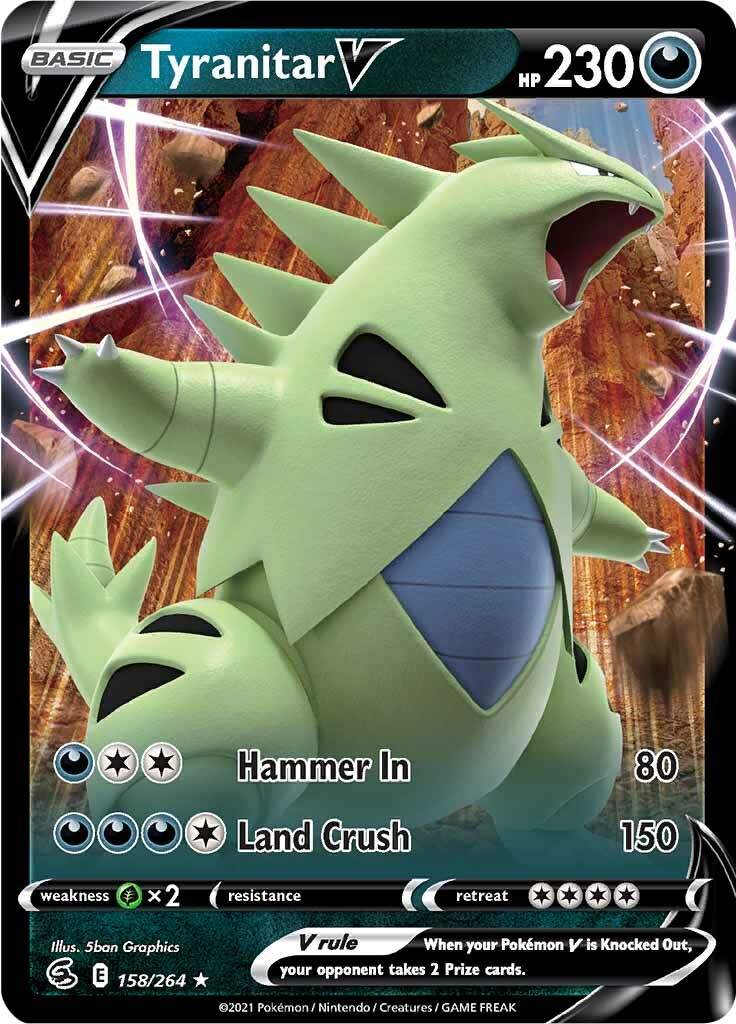 Tyranitar V (158/264) [Sword & Shield: Fusion Strike] | Jack's On Queen