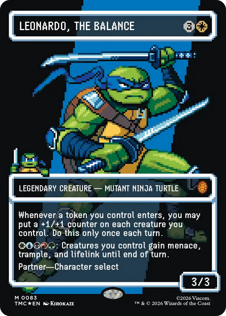 Leonardo, the Balance (0083) (Borderless) (Surge Foil) [Teenage Mutant Ninja Turtles Commander] | Jack's On Queen