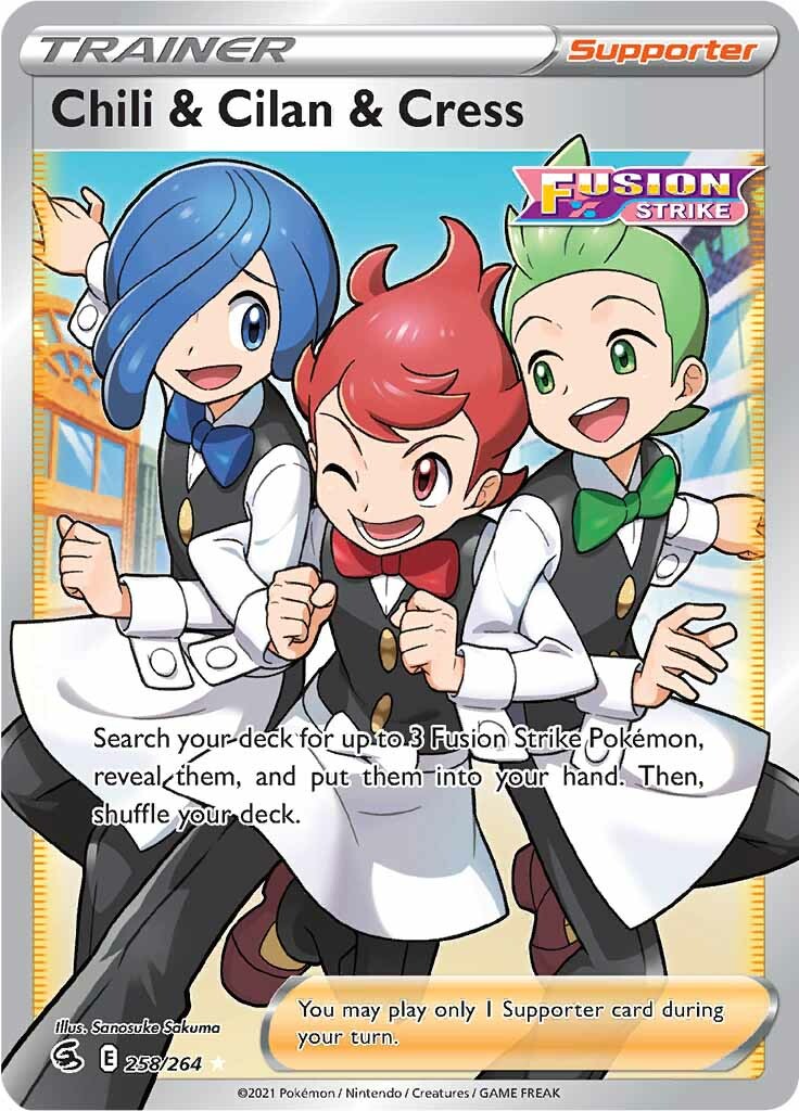 Chili & Cilan & Cress (258/264) [Sword & Shield: Fusion Strike] | Jack's On Queen