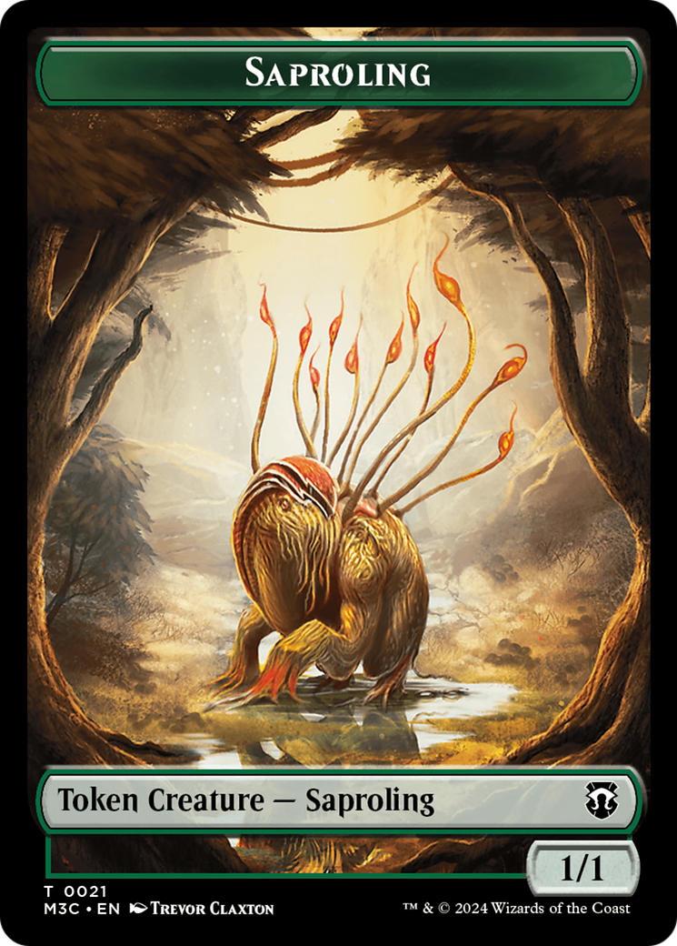 Tarmogoyf (Ripple Foil) // Saproling Double-Sided Token [Modern Horizons 3 Commander Tokens] | Jack's On Queen