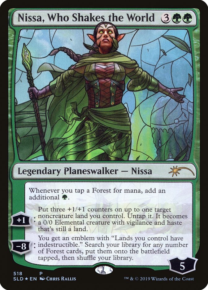 Nissa, Who Shakes the World (Stained Glass) [Secret Lair Drop Promos] | Jack's On Queen