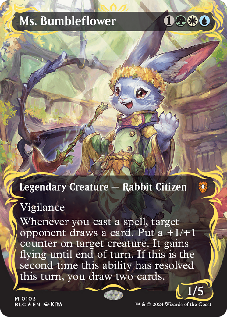 Ms. Bumbleflower (Borderless) (Raised Foil) [Bloomburrow Commander] | Jack's On Queen