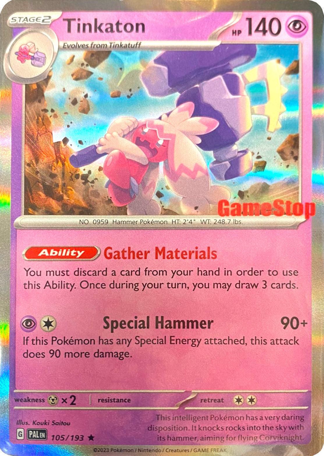 Tinkaton (105/193) (GameStop) [Scarlet & Violet: Paldea Evolved] | Jack's On Queen