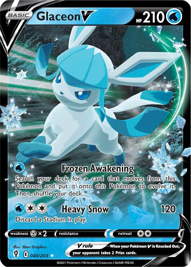 Glaceon V (040/203) [Sword & Shield: Evolving Skies] | Jack's On Queen