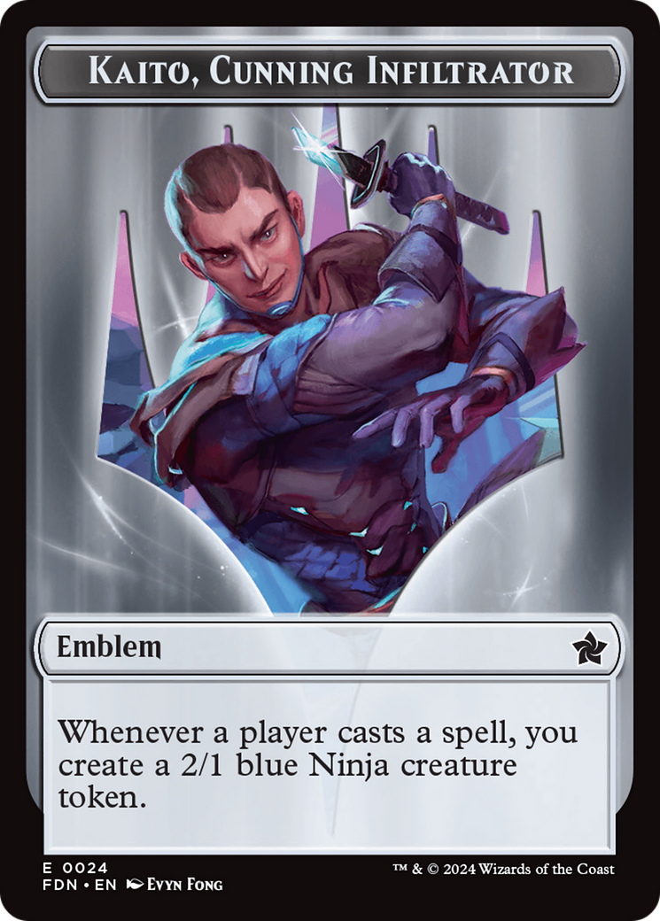 Emblem - Kaito, Cunning Infiltrator // Ninja Doubled-Sided Token [Foundations Tokens] | Jack's On Queen