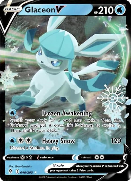 Glaceon V (040/203) (Holiday Calendar) [Sword & Shield: Evolving Skies] | Jack's On Queen