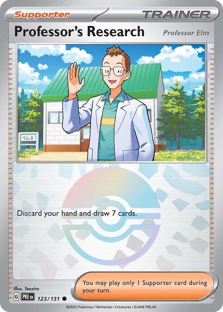 Professor's Research (123/131) [Professor Elm] (Poke Ball Pattern) [Scarlet & Violet: Prismatic Evolutions] | Jack's On Queen