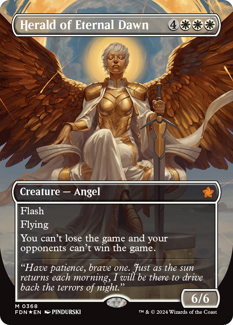 Herald of Eternal Dawn (Borderless) (Mana Foil) [Foundations] | Jack's On Queen