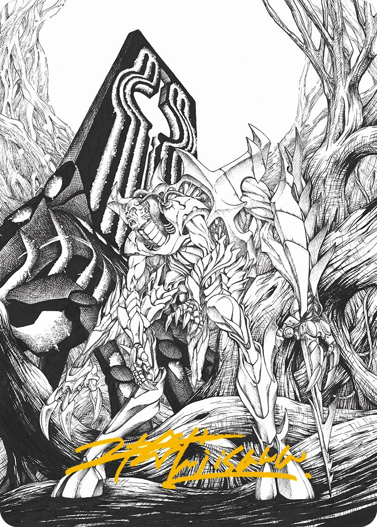 Lukka, Bound to Ruin Art Card (Gold-Stamped Signature) [Phyrexia: All Will Be One Art Series] | Jack's On Queen