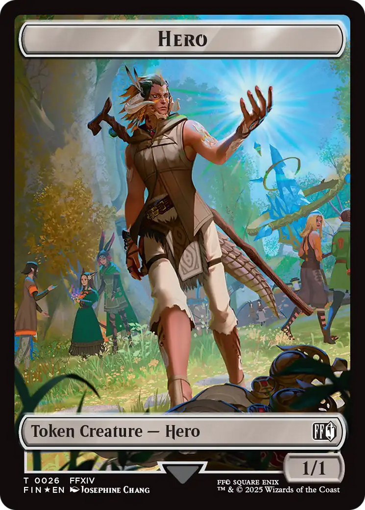 Spirit // Hero (0026) Double-Sided Token (Surge Foil) [FINAL FANTASY Commander Tokens] | Jack's On Queen