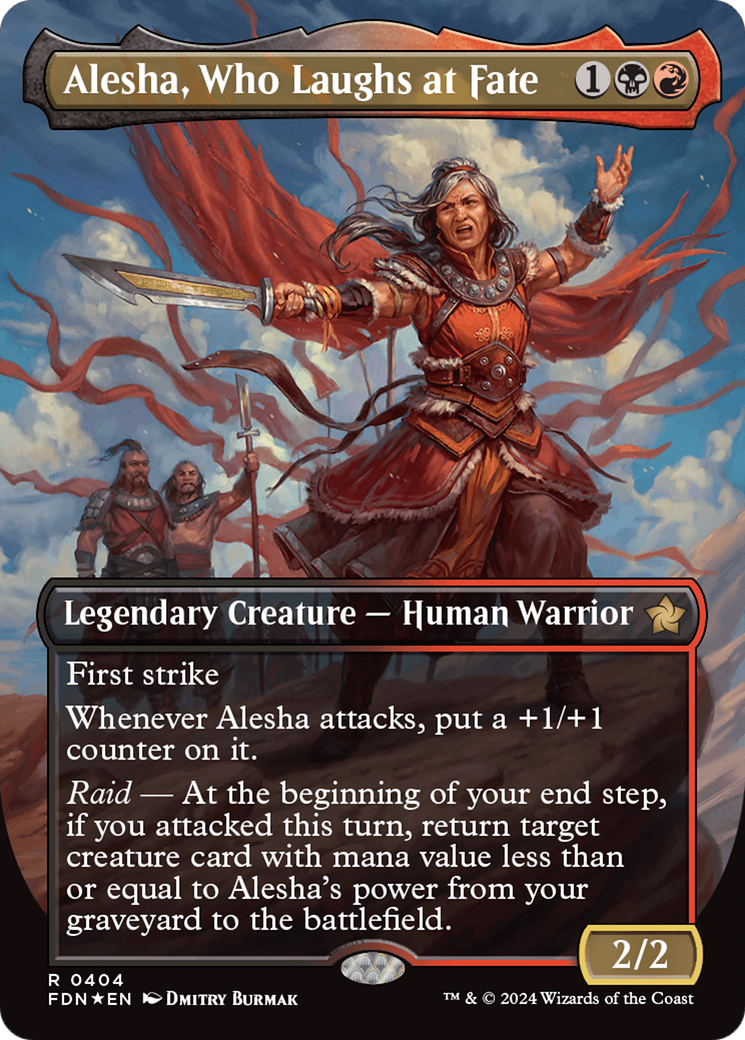 Alesha, Who Laughs at Fate (Borderless) (Mana Foil) [Foundations] | Jack's On Queen