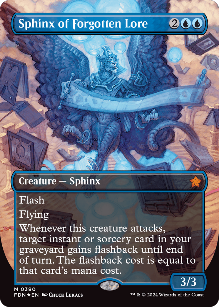 Sphinx of Forgotten Lore (Borderless) (Mana Foil) [Foundations] | Jack's On Queen