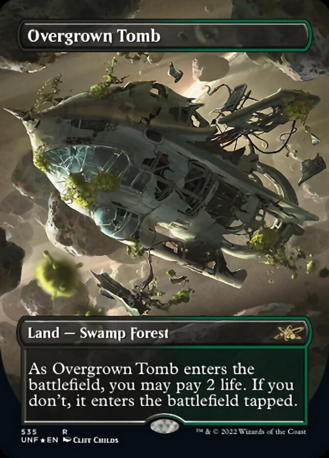 Overgrown Tomb (Borderless) (Galaxy Foil) [Unfinity] | Jack's On Queen