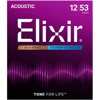 Elixir 11050 80/20 Bronze Light Acoustic Guitar String Pack with POLYWEB Technology Gauge 12-53 | Jack's On Queen