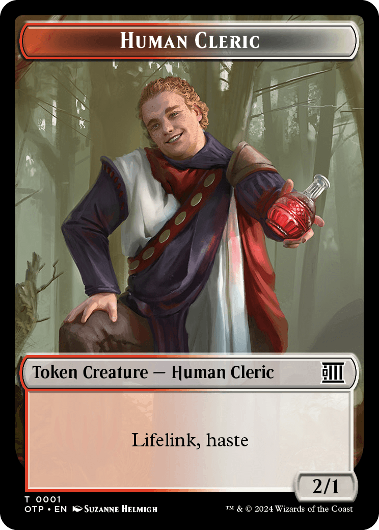 Human Cleric // Plot Double-Sided Token [Outlaws of Thunder Junction Tokens] | Jack's On Queen