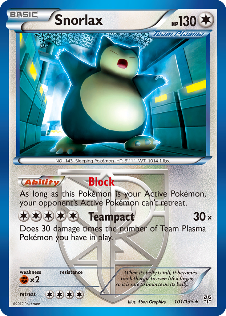 Snorlax (101/135) [Black & White: Plasma Storm] | Jack's On Queen