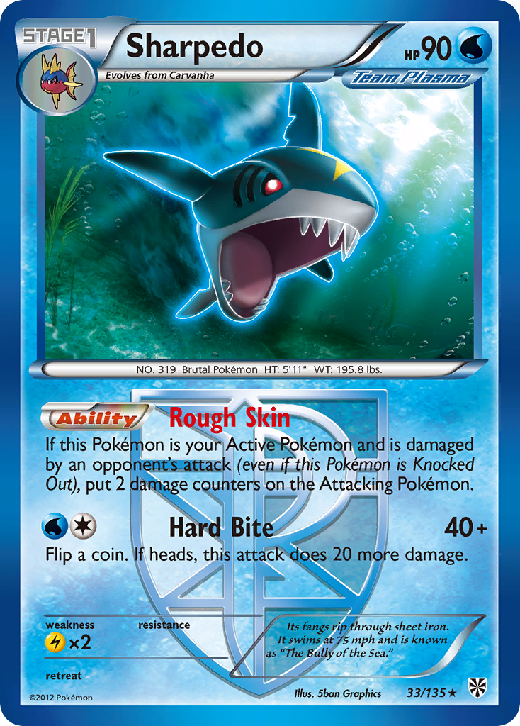 Sharpedo (33/135) [Black & White: Plasma Storm] | Jack's On Queen