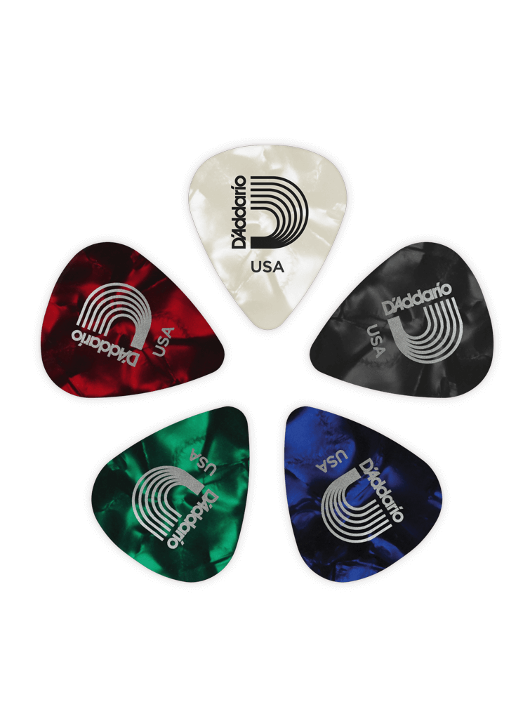 D'Addario ASSORTED PEARL, Medium Gauge (.70mm), 10-Pack guitar picks (1cap4-10) | Jack's On Queen