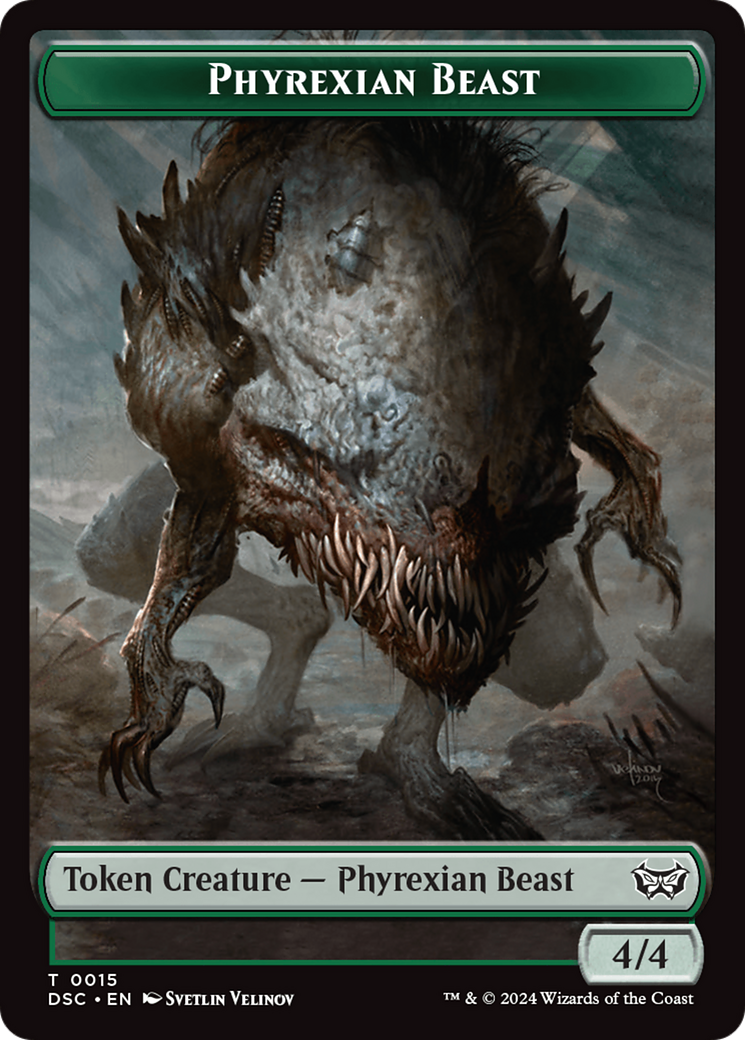 Phyrexian Beast //Manifest Double-Sided Token [Duskmourn: House of Horror Commander Tokens] | Jack's On Queen