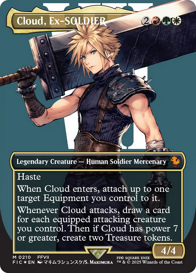 Cloud, Ex-SOLDIER (Borderless) (Surge Foil) [FINAL FANTASY Commander] | Jack's On Queen