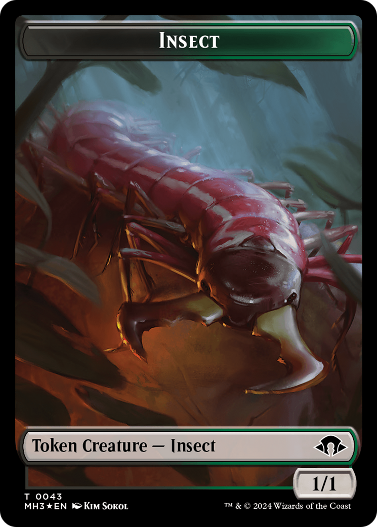 Insect (0043) (Ripple Foil) // Zombie Double-Sided Token [Modern Horizons 3 Tokens] | Jack's On Queen