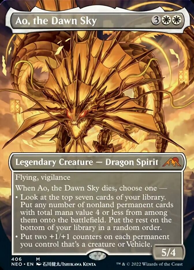 Ao, the Dawn Sky (Borderless Alternate Art) [Kamigawa: Neon Dynasty] | Jack's On Queen