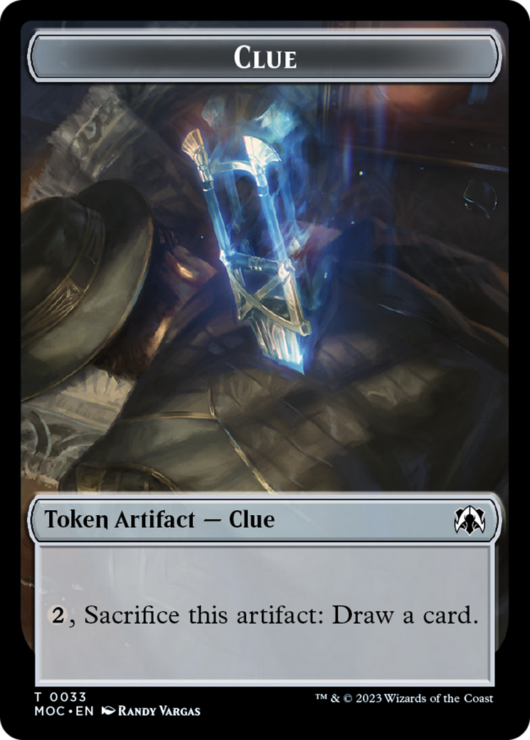 Golem // Clue Double-Sided Token [March of the Machine Commander Tokens] | Jack's On Queen