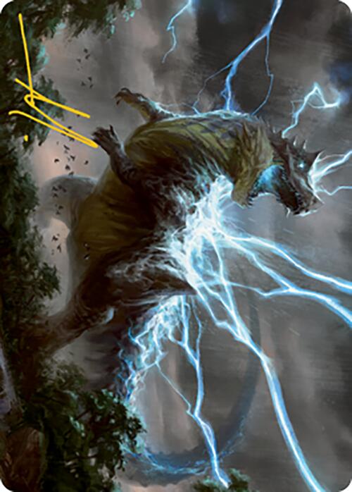 Thrasta, Tempest's Roar Art Card (41) (Gold-Stamped Signature) [Modern Horizons 2 Art Series] | Jack's On Queen