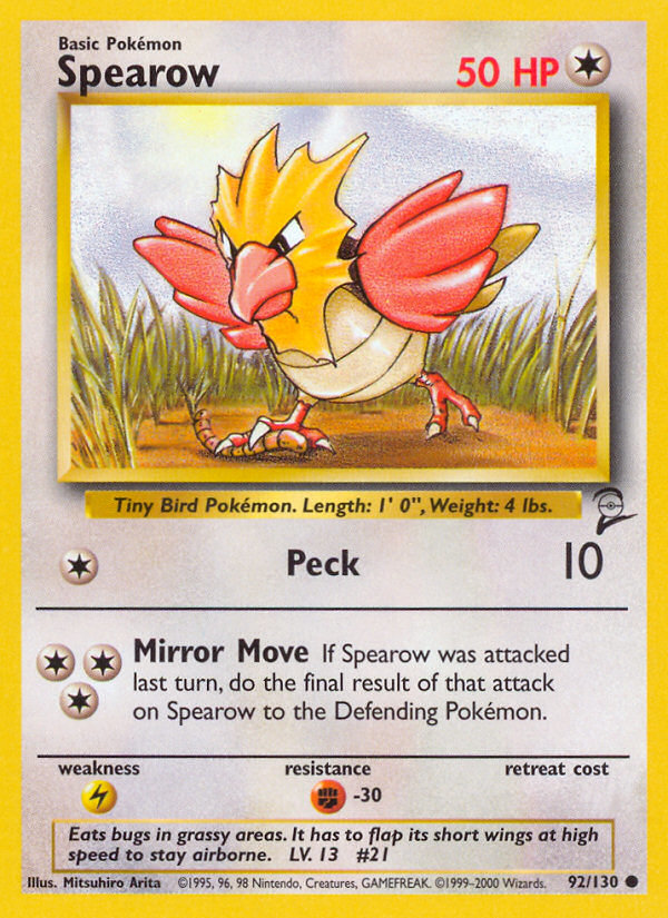 Spearow (92/130) [Base Set 2] | Jack's On Queen