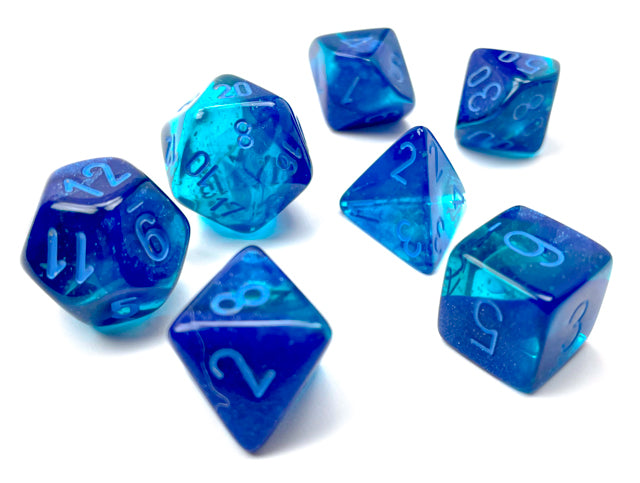 Chessex CHX26463 Gemini Blue-Blue/Light Blue D7 Polyhedral | Jack's On Queen