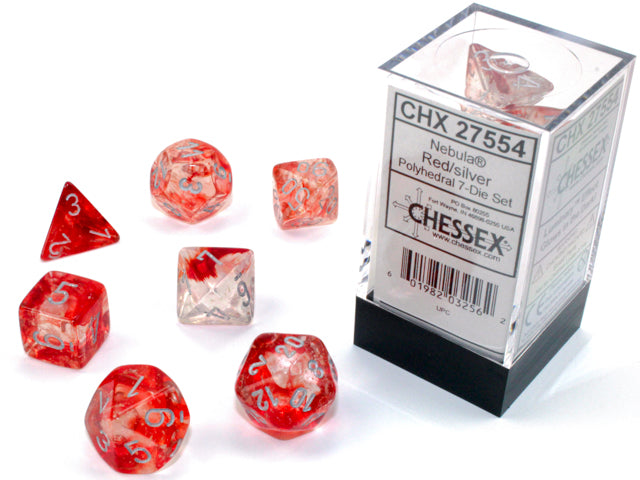 Chessex CHX27554 Nebula: D7 Red/Silver Polyhedral | Jack's On Queen