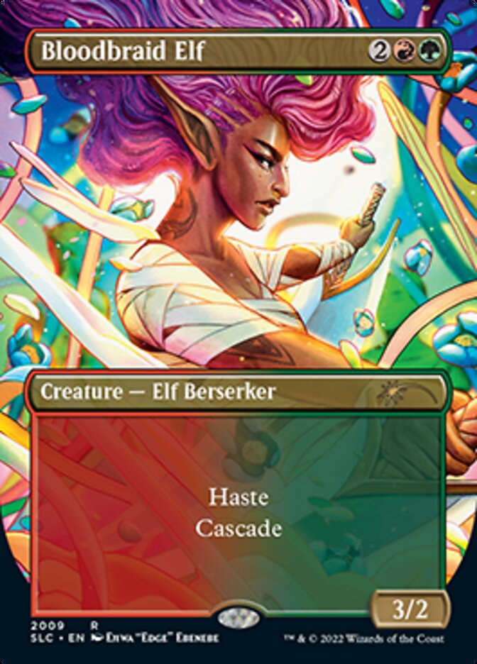 Bloodbraid Elf (Borderless Alternate Art) [Secret Lair Countdown Kit] | Jack's On Queen