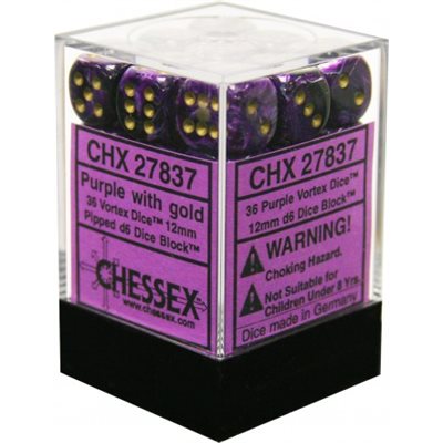 Chessex CHX27837 36D6 Frosted: 36D6 Purple / Gold | Jack's On Queen