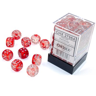 Chessex CHX27954 Nebula: 36D6 Red / Silver Luminary | Jack's On Queen