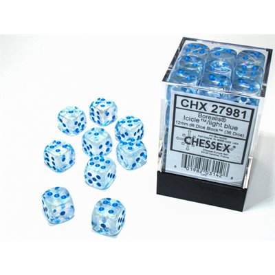 Chessex CHX27981 Borealis: Borealis: 36D6 Icicle / Light Blue Luminary | Jack's On Queen