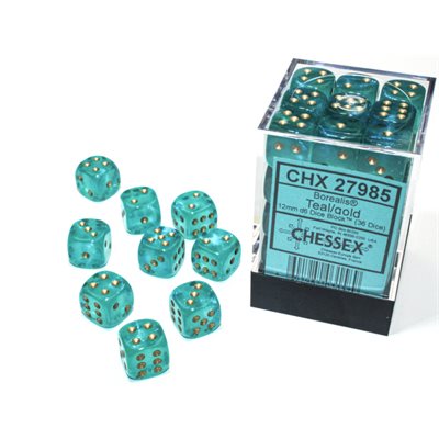Chessex CHX27985 Borealis: 36D6 Teal / Gold Luminary | Jack's On Queen