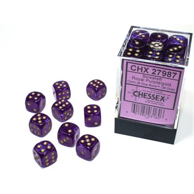 Chessex CHX27987 Borealis: 36D6 Royal Purple / Gold Luminary | Jack's On Queen