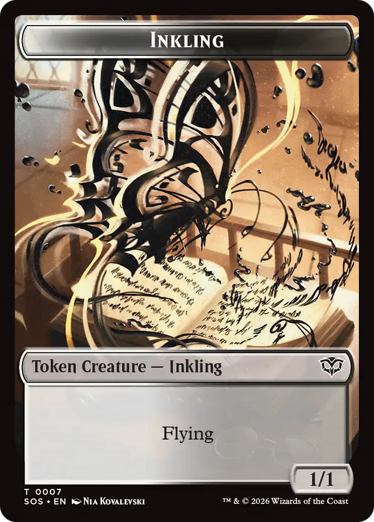 Inkling (0007) // Spirit (0011) Double-Sided Token [Secrets of Strixhaven Tokens] | Jack's On Queen