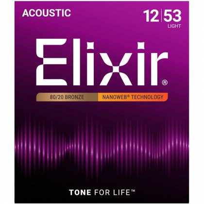 Elixir 11050 80/20 Bronze Light Acoustic Guitar String Pack with NANOWEB Technology Gauge 12-53 (Copy) | Jack's On Queen