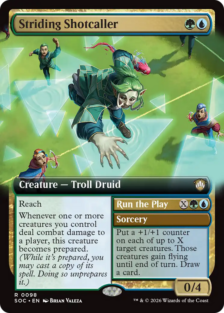 Striding Shotcaller (Extended Art) [Secrets of Strixhaven Commander] | Jack's On Queen
