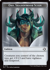Elk // Emblem - Oko, Shadowmoor Scion Double-Sided Token [Lorwyn Eclipsed Tokens] | Jack's On Queen