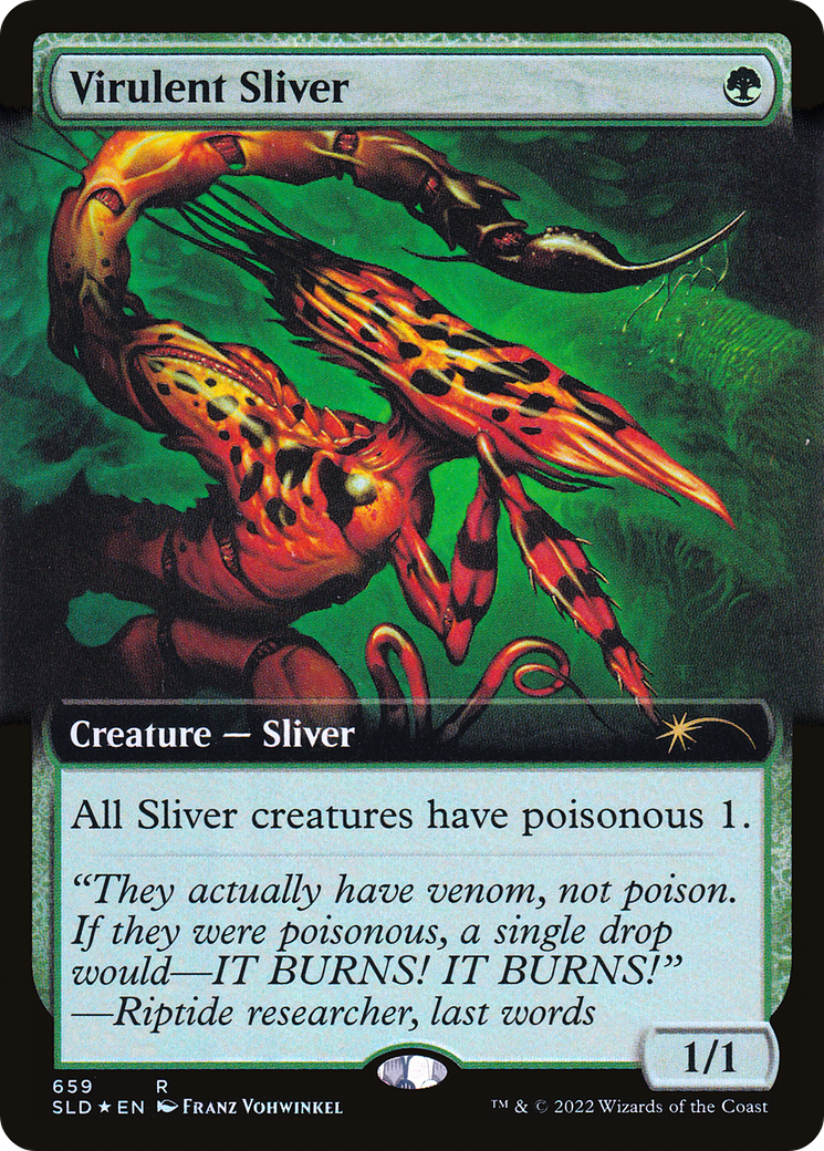 Virulent Sliver (Extended Art) (Step-and-Compleat Foil) [Secret Lair Drop Promos] | Jack's On Queen