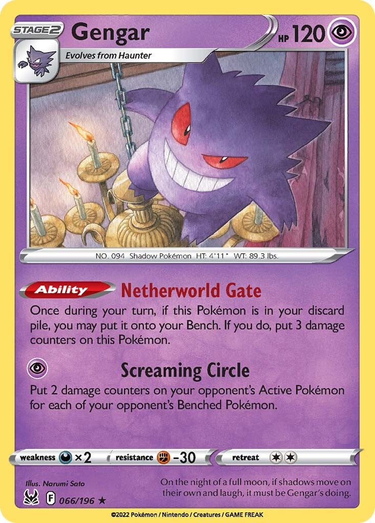 Gengar (066/196) (Theme Deck Exclusive) [Sword & Shield: Lost Origin] | Jack's On Queen