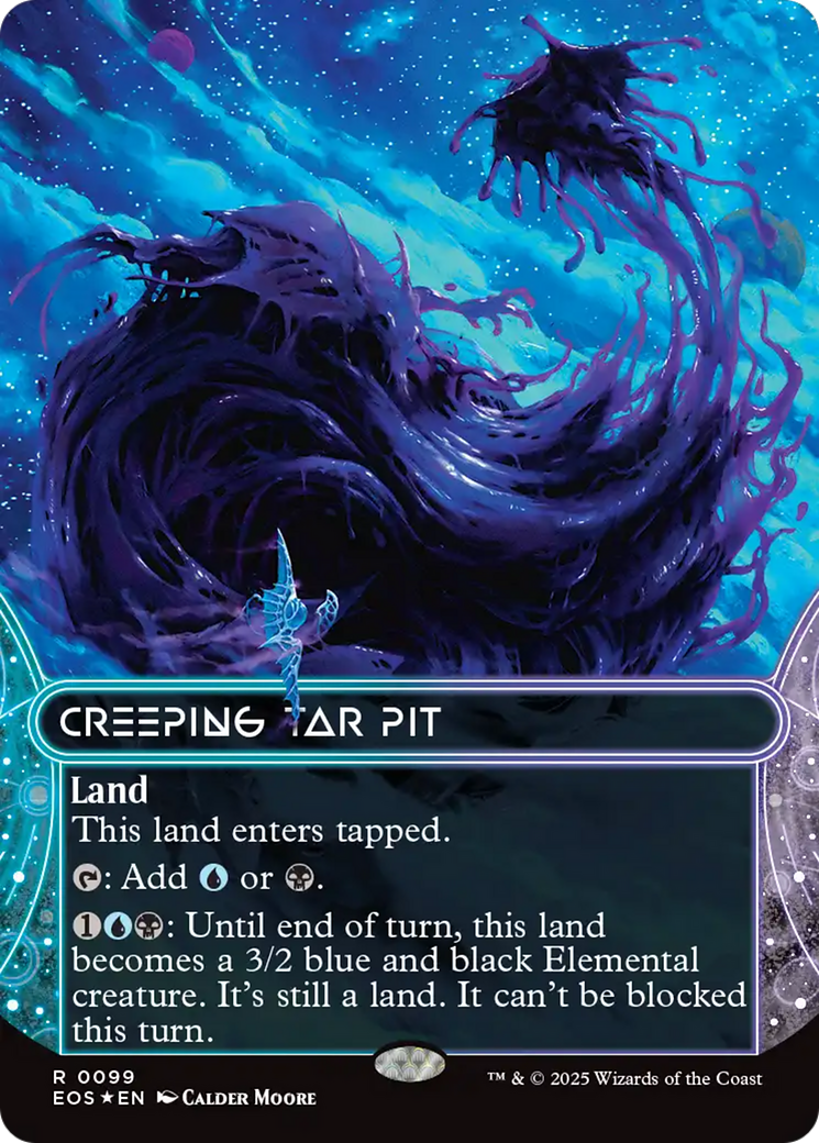 Creeping Tar Pit (0099) (Borderless) (Galaxy Foil) [Edge of Eternities: Stellar Sights] | Jack's On Queen