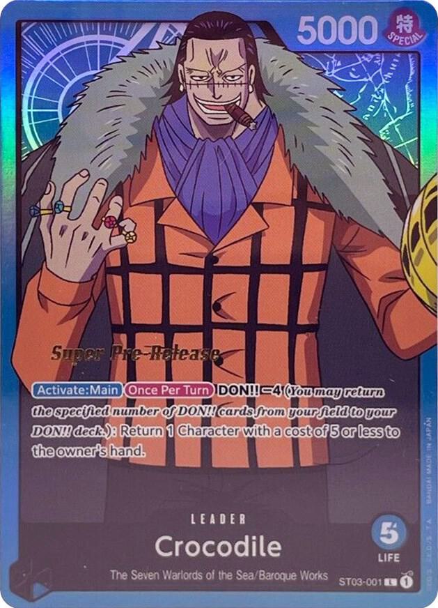 Crocodile (001) (ST03-001) [Super Pre-Release Starter Deck 3: The Seven Warlords of the Sea] | Jack's On Queen